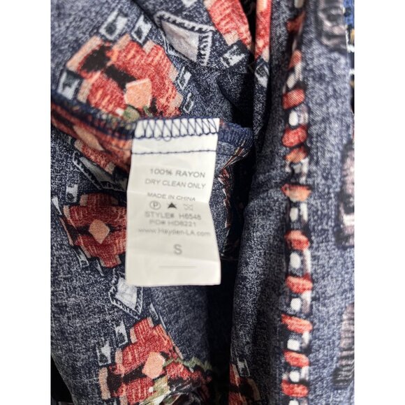 Hayden Top Womens Small Shirt Short Sleeve Blouse Blue Boho Peasant Work Casual - Picture 9 of 12